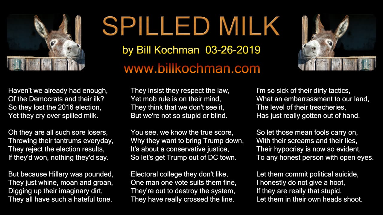 SPILLED MILK -- an original song by Bill Kochman.