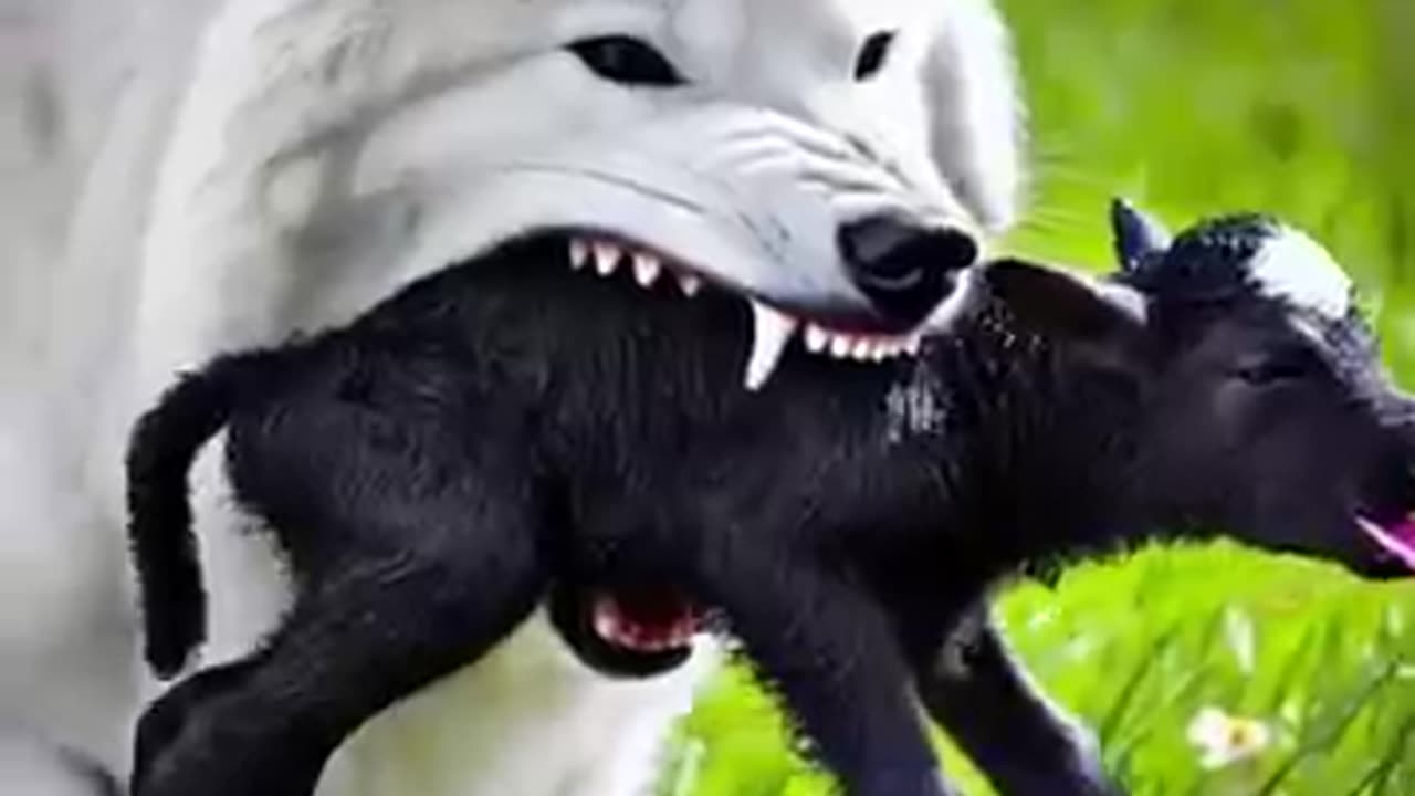 Cow v/s white wolf mother cow saved her