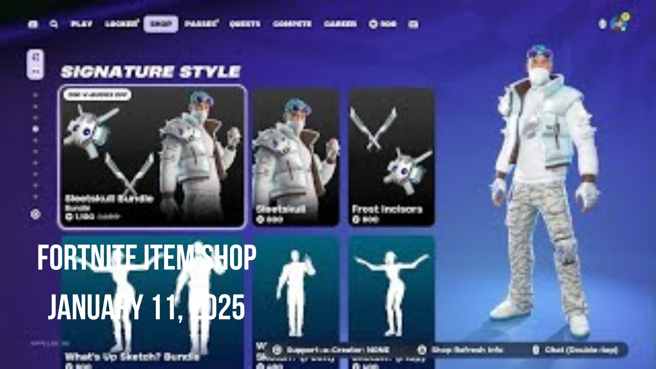 Fortnite Item Shop|January 11, 2025(*New* Sleetskull Bundle & What's Up Sketch? Bundle)