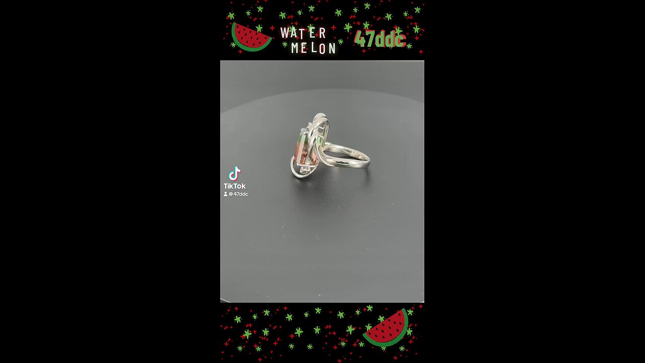 8.37 watermelon tourmaline 0.11ct diamond platinum ring