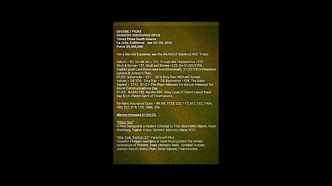 DECODE / PICKS PGA FARMERS INSURANCE OPEN-Expand Screen then Pause to Read or See Description.