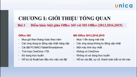 Bài 3 Điểm khác biệt giữa MS Office (2013,2016,2019) với Office 365