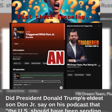 Fact Check: Donald Trump Jr. Did NOT Say US 'Should Have Been Sending Weapons To Russia' -- AI Audio