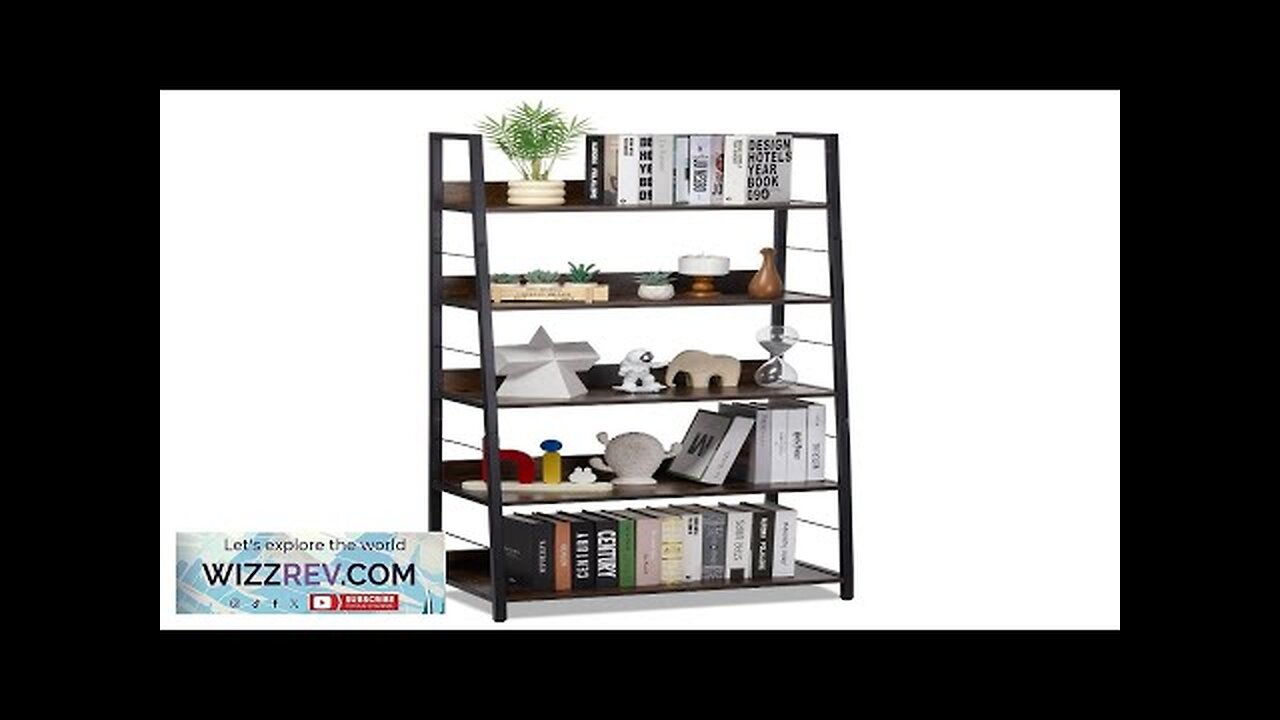 Metal Bookshelf Rustic Bookcase 5-Tier for Living room Bedroom & Office Review