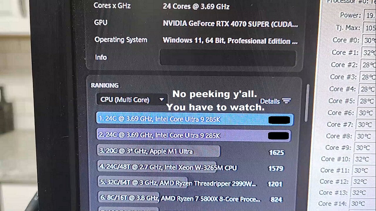 S15E17 - AI and The Beast's Prelim Performance (XTU, Cinebench, and temps)