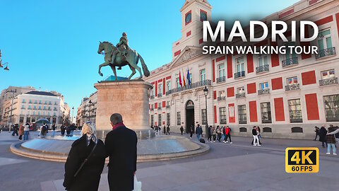 Madrid, Spain walking tour winter 2025 4K 60 FPS | Madrid city center, Royal palace, Puerta del sol