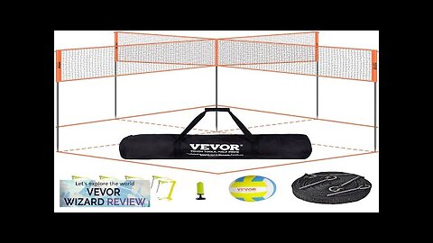 VEVOR 4-Way Volleyball Net Adjustable Height Badminton Net Set for Backyard Beach Review