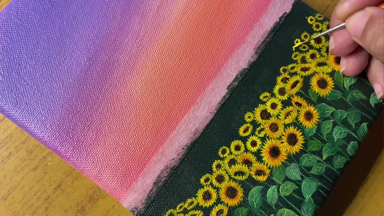 How to paint Sunflower field_ step by step acrylic painting for beginners _#36 #acrylicpainting