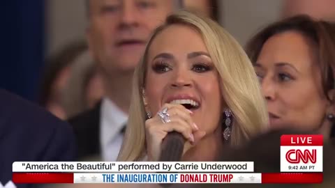 Carrie Underwood sings America the Beautiful a cappella due to tech problems at Trump inauguration