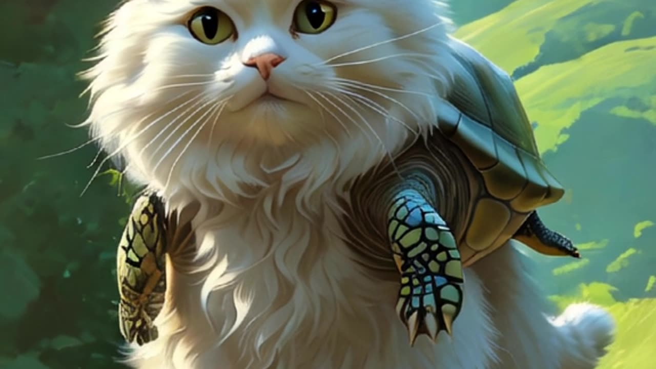 A realistic and whimsical digital painting of a fluffy white