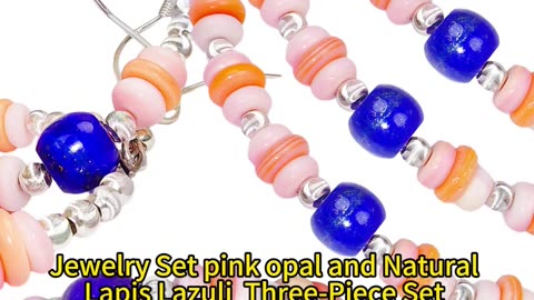 GN-20250217-04 Jewelry Set pink opal and Natural Lapis Lazuli Three-Piece Set