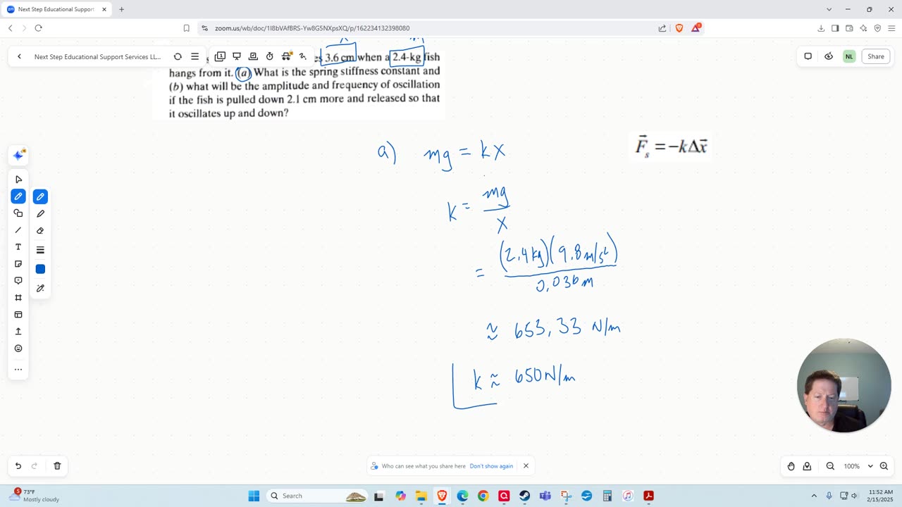 Spring Constant, Amplitude, and Frequency of a Fish on a Scale