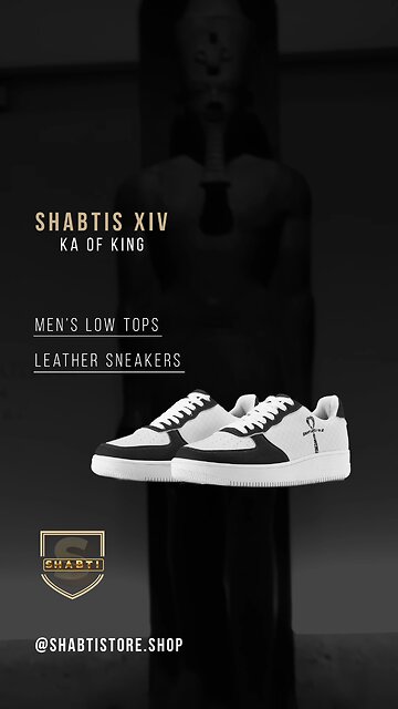 Shabtis XIV 'Ka of King' Men's White Low Top Leather Sneakers🔥