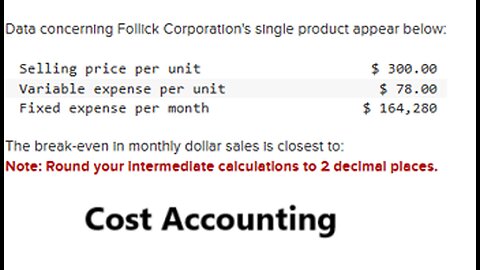 Cost Accounting: Data concerning Follick Corporation's single product appear below: