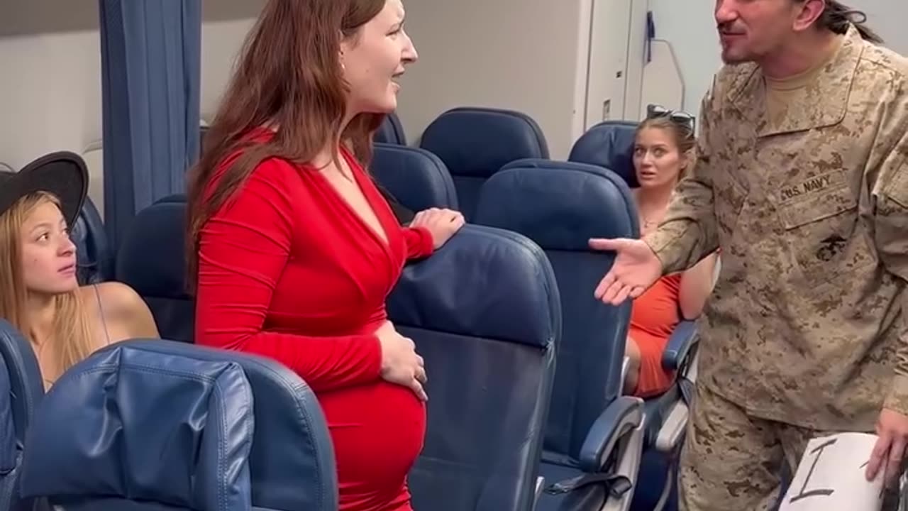 Veteran surprise his pregnant wife in a plane but it went really bad.hd