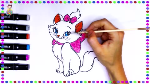 Cute Marie the Aristocats Drawing - Fun Painting Tutorial for Kids!
