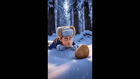 "New Year Animation is Here Bald Qiang is Too Hungry and Eats Potatoes in the Snow!