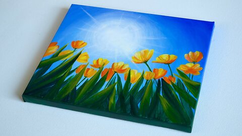 Flower Painting _ Tulip painting _ Spring Scenery Painting _ Acrylic Painting