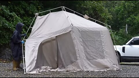 The tent was broken and torn in the heavy rain However, I camped there overnight