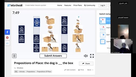 Conjunctions + Prepositions of Place class