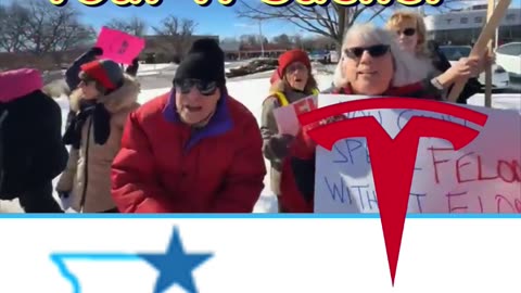 Red Coat Guy Is "Sick of You People" Protesting Libertyville Illinois Tesla