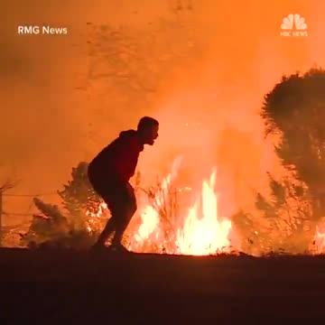 The boy saved the rabbit from being burned in the fire