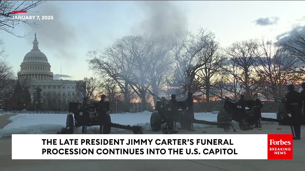 Cannons Fired At U.S. Capitol In Honor Of The Late President Jimmy Carter