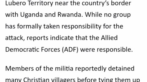 ⚠️🔺70 CHRISTIANS MASSACRED IN THE EASTERN LUBERO TERRITORY OF THE CONGO 💔😭