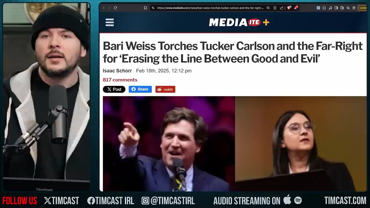 Bari Weiss TORCHES Tucker Carlson Says Mediaite, Claims Far Right ERASED Line Between GOOD & EVIL