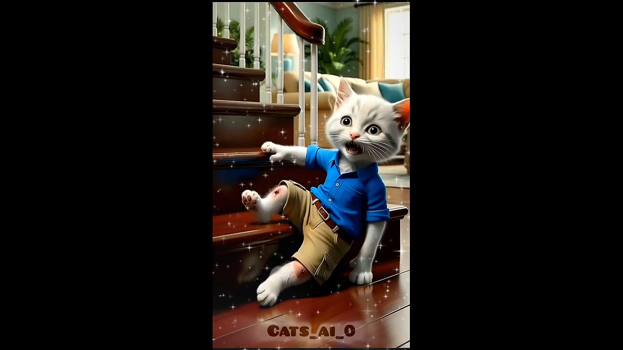 A kitten fell down the stairs and was rushed to the hospital 😱😱