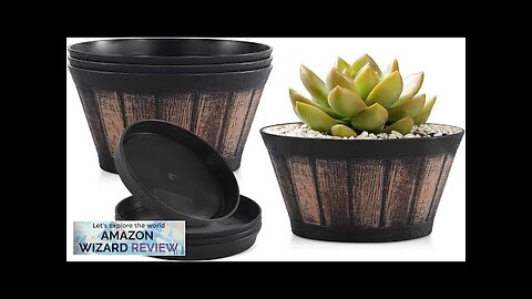 Quarut 6 inch Brown Barrel Planters with Drainage Holes & Saucer Set Review