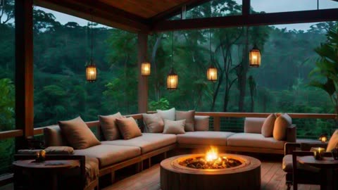 Cozy Rainy Night in a Forest Cabin | Crackling Fire & Soft Rain Sounds for Relaxation & Sleep