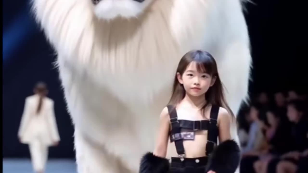 Big lion and Cute baby fashion show #lion #baby #agt #shorts