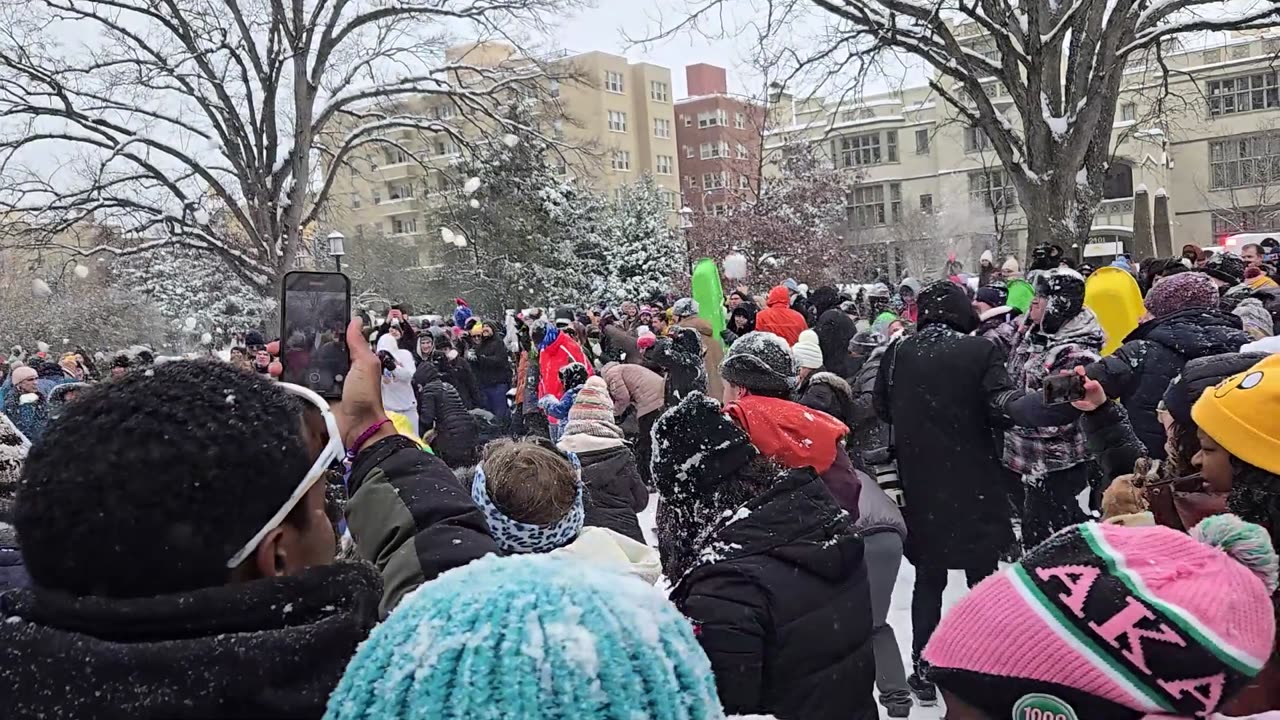 Hundreds Gather for Washington DC Snowball Fight