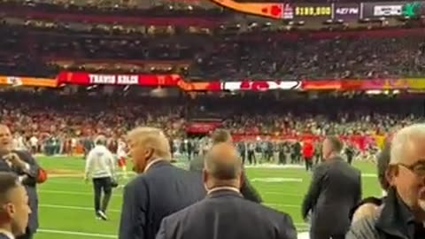 Donald Trump at Super Bowl Lix at Caesars Superdome in New Orleans