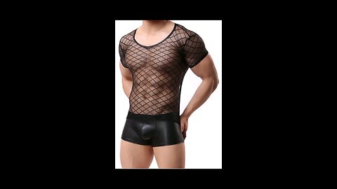 Mesh Transparent Short Sleeve Men’s T-Shirt – Spandex Polyester Sexy Guy T-Shirt