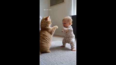 Fight between a child and a cat 🧑‍🦰😼