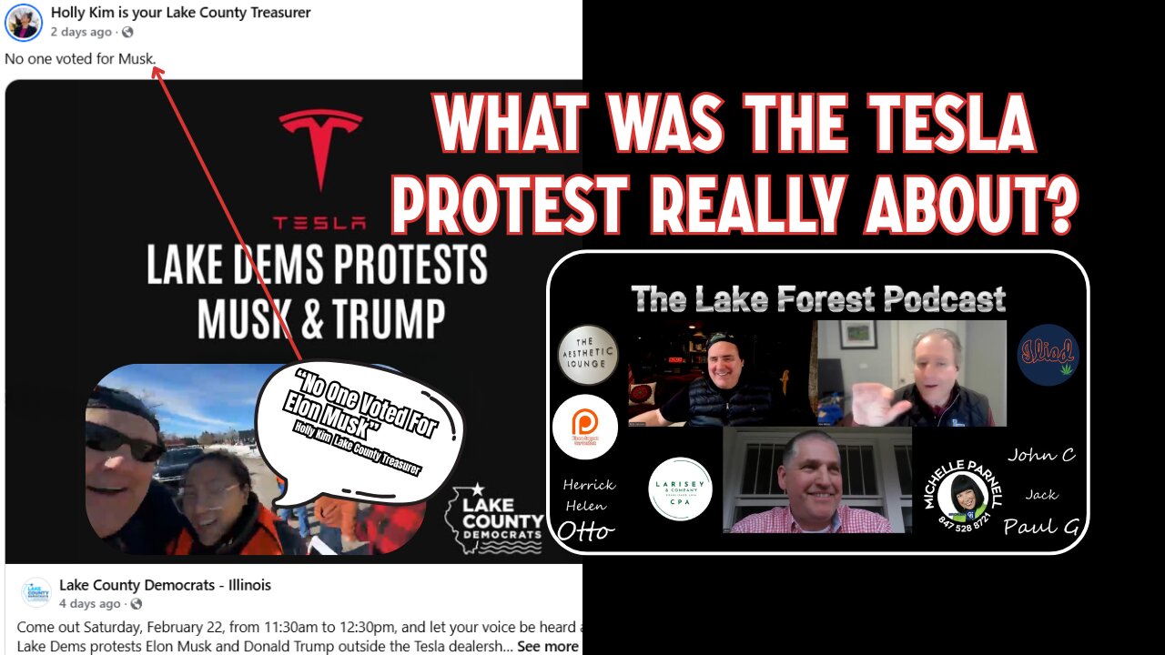 🚨 Lake County Treasurer Holly Kim & Lake County Democrats' Libertyville Tesla Protest 🚨