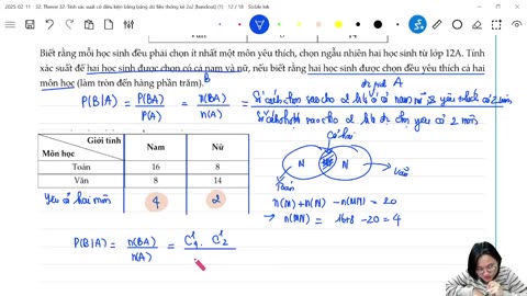 Theme 32 Tính xác suất có điều kiện bằng bảng dữ liệu thống kê 2×2 mp4