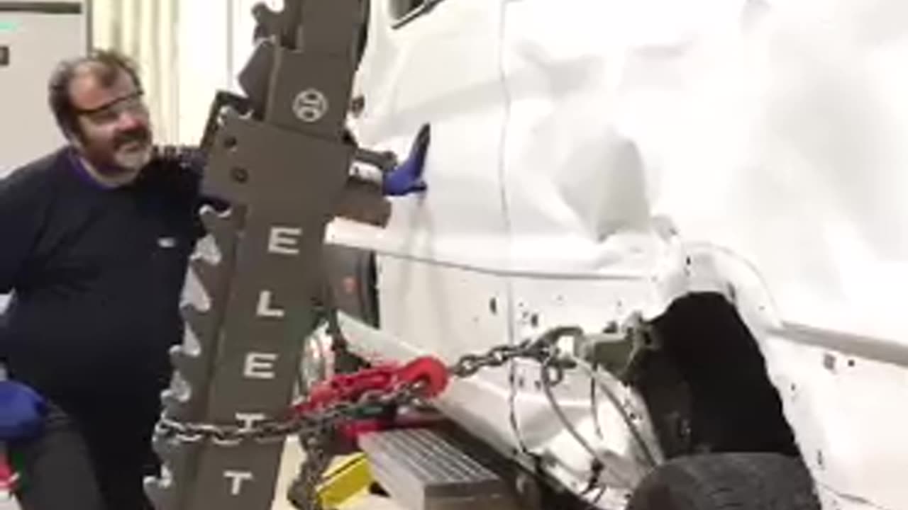 Repairing the Ford Transit van on the Celette bench to ensure it meets all OEM standards.