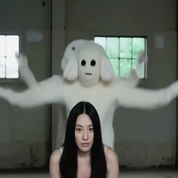 white bear with Chinese girl