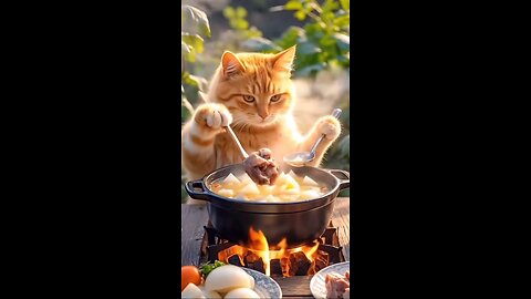 what is the cat cooking?