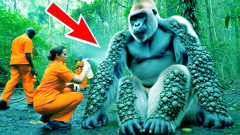 Albino_Gorilla_discovered_to_have_barnacle_infestation_and_successfully_rescued