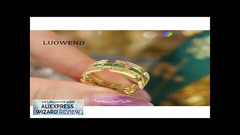 LUOWEND 18K Yellow Gold Rings Fashion Shiny Design Real Natural Emerald Luxury Review