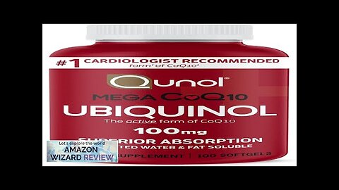 Qunol Mega Ubiquinol 100mg CoQ10 Superior Absorption Patented Water and Fat Soluble Review