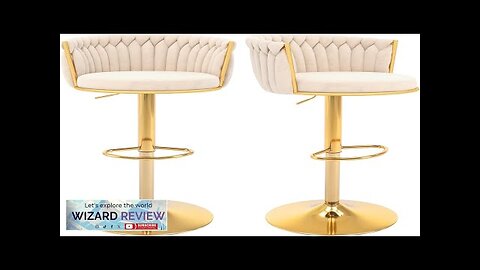 Gold Bar Stools Set of 2 Modern Adjustable Bar Height Barstools Velvet Review