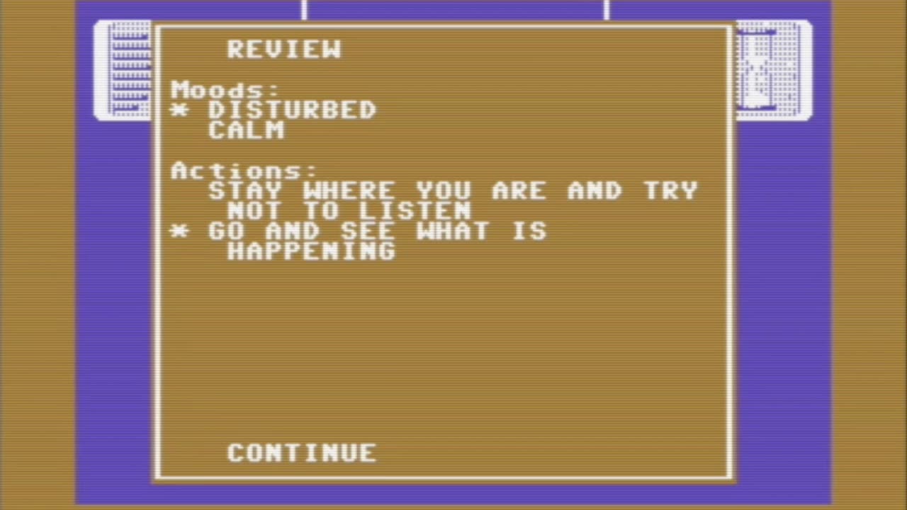 Alter Ego gameplay on the Commodore 64