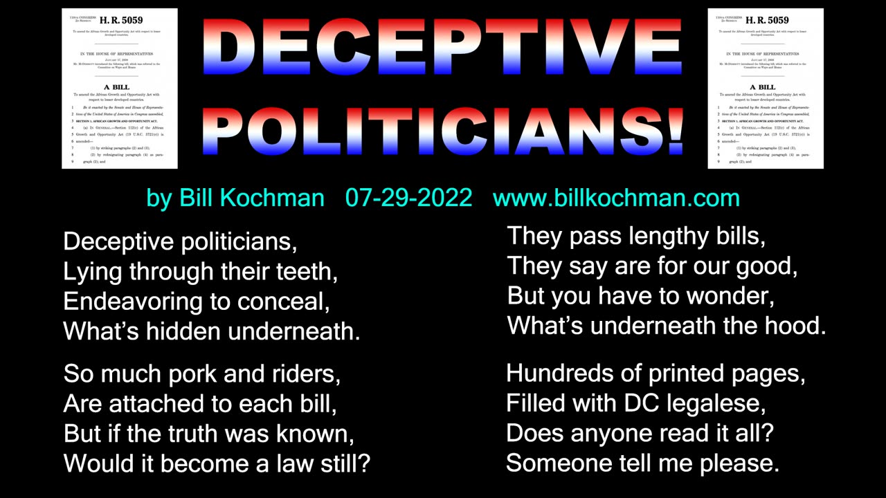 DECEPTIVE POLITICIANS -- an original song by Bill Kochman.