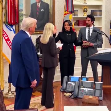 Tulsi Gabbard has been officially sworn in as Director of National Intelligence by AG Pam Bondi in the Oval Office.
