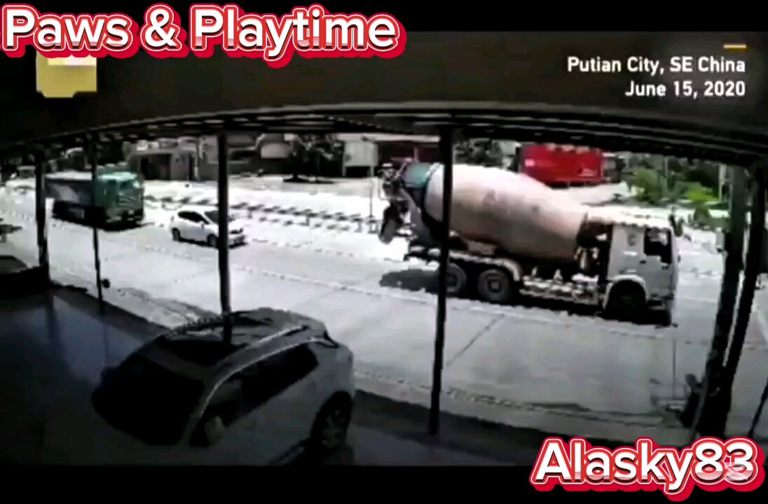 CAR IS CRUSHED BY TWO TRUCKS